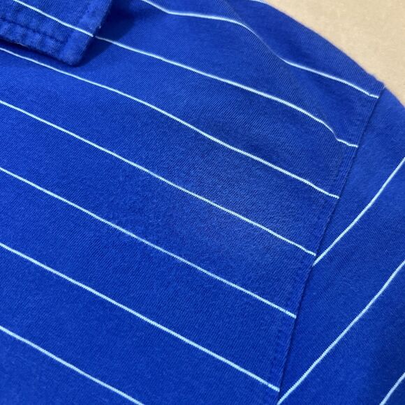B Draddy Blue Stripe Golf Polo Pima Cotton Men’s Size Medium - Picture 4 of 6